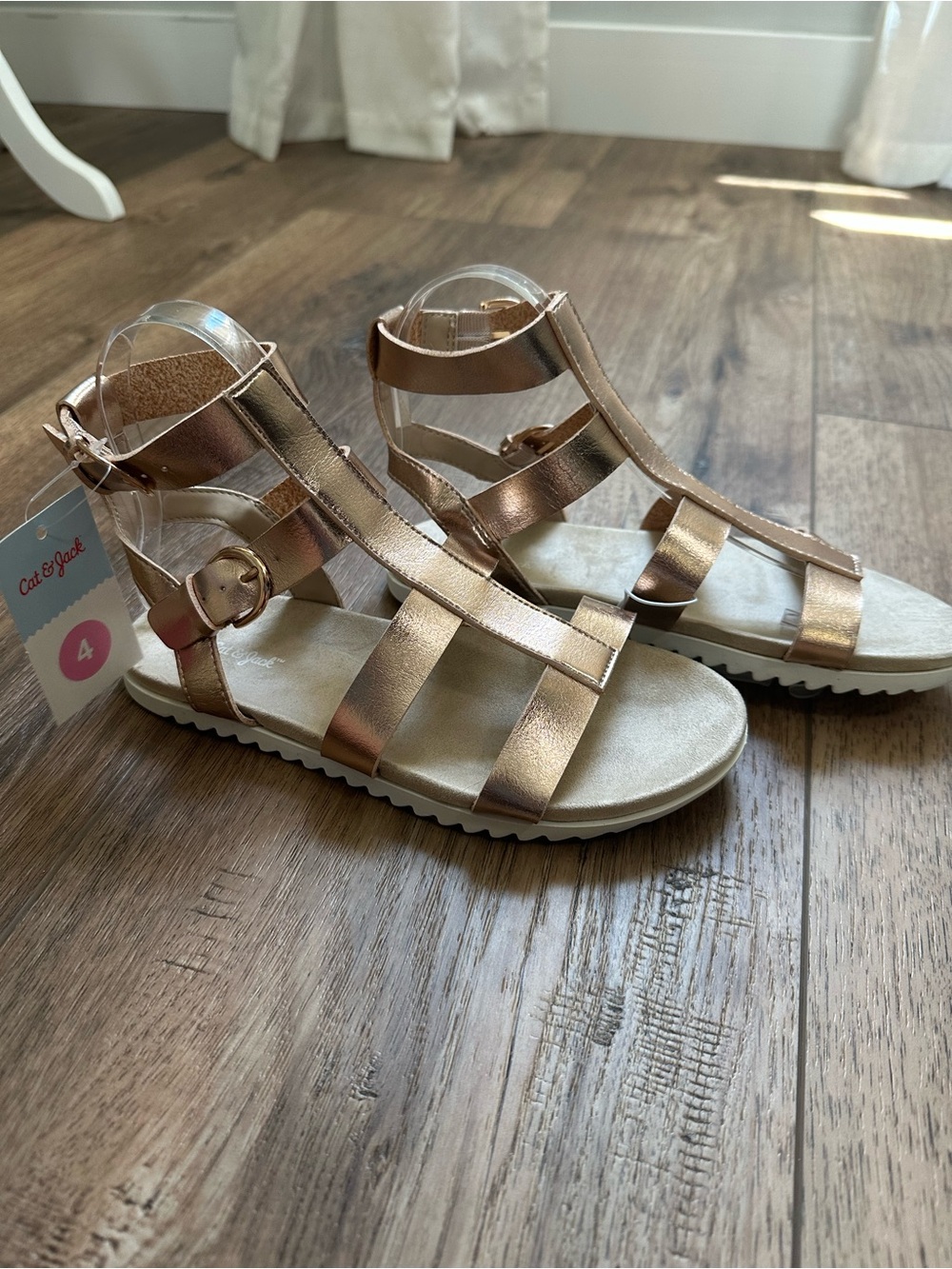 NEW! Cat & Jack Girl's Gold Gladiator Sandals, Shimmer, Girly, Neutral, Size 4